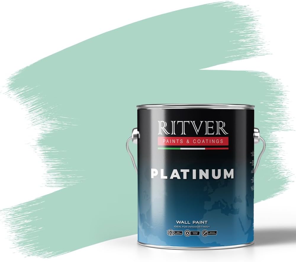 RITVER Premium water-based Wall Paint Emulsion 3.6 Liter, Pastel Green, odorless, drip & splash resistant, Indoor, high opacity, RP-602