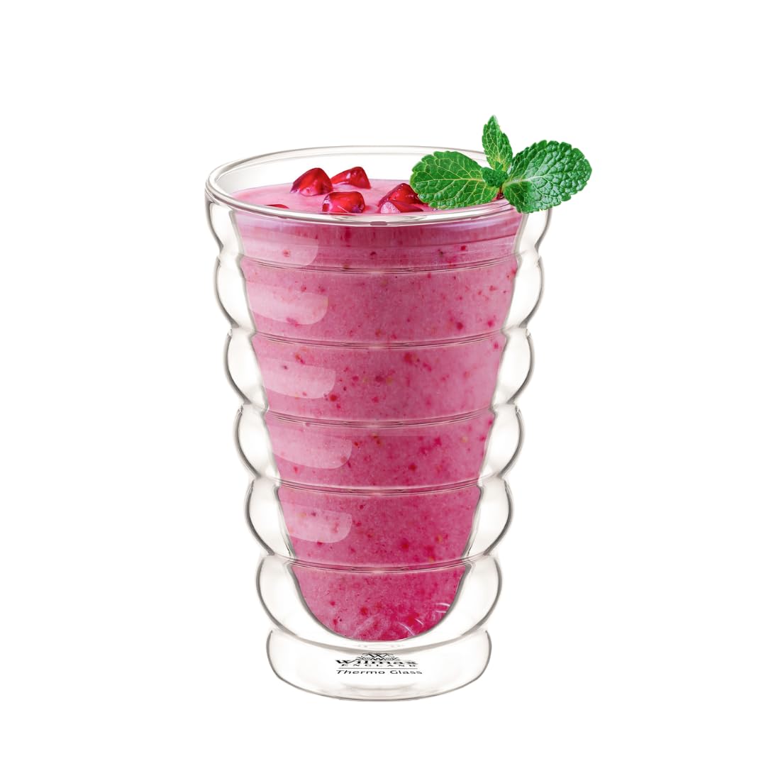 Wilmax - Thermogläser Bubble - 400 ml - 6er-Set - Doppelwandige Gläser für Wasser, Tee, Kaffee - Teegläser & Kaffeegläser - Gläser für Heiß- und Kaltgetränke - Wassergläser - Spülmaschinenfest