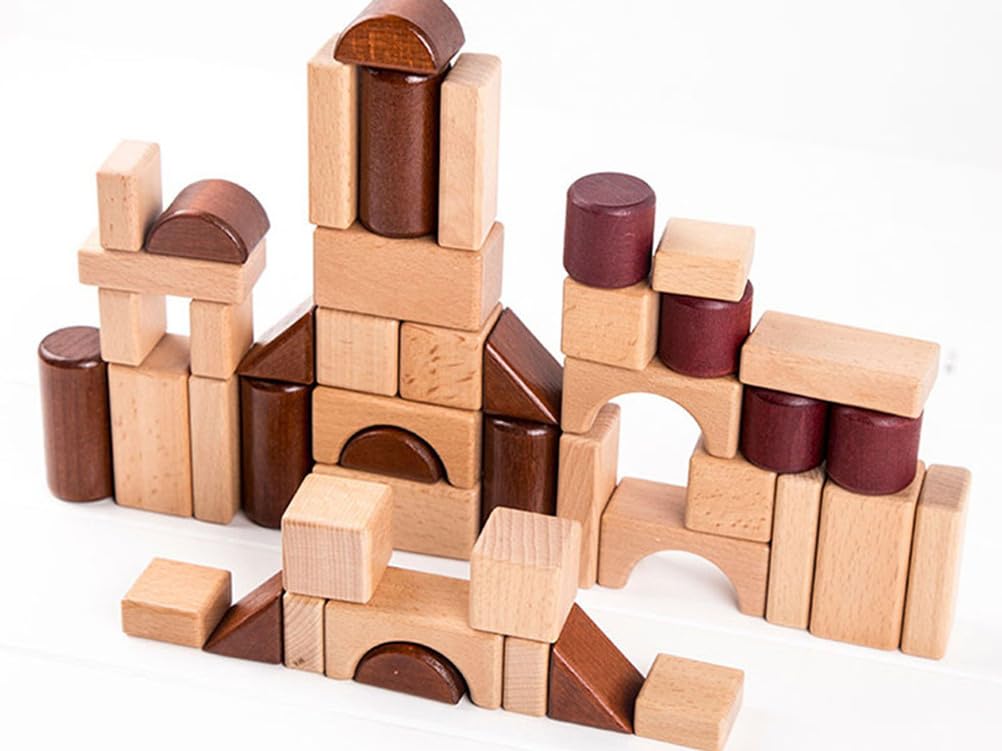 Blocchi da Costruzione Creativi Montessori, Set di Costruzioni in Legno, Regalo per la Classe della Scuola Materna per Bambini