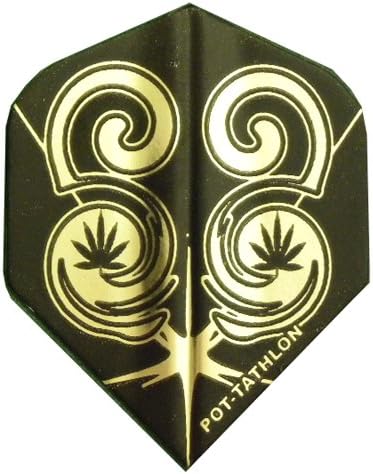 25 Sets #3409 AmeriThon Swirly Black/Gold Pot Themed Dart Flights