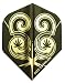 3 Sets #3409 AmeriThon Swirly Black/Gold Pot Themed Dart Flights