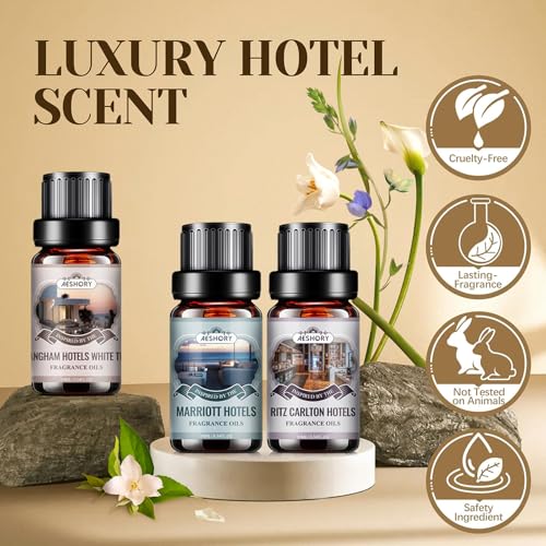 AESHORY Aromatherapie Hotel Geurende Olie Set 6x10ML, Meest Populaire 5 Sterren Hotel Geurende Essentiële Oliën, Elegante Etherische Olie, Shangri-La, Marriott, Ritz-Carlton, Bulgari Witte Thee - Afbeelding 5