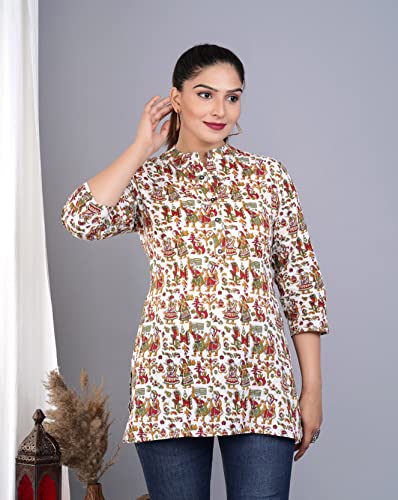 Image of Jikonet Women's Printed Rayon Straight Short Kurti