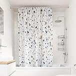 Croydex Shower Curtain with Blue Terrazzo Design - 100% Polyester with a Weighted Hem, Machine Washable and coated with Proseal for Water Repellence, 1800x1800mm