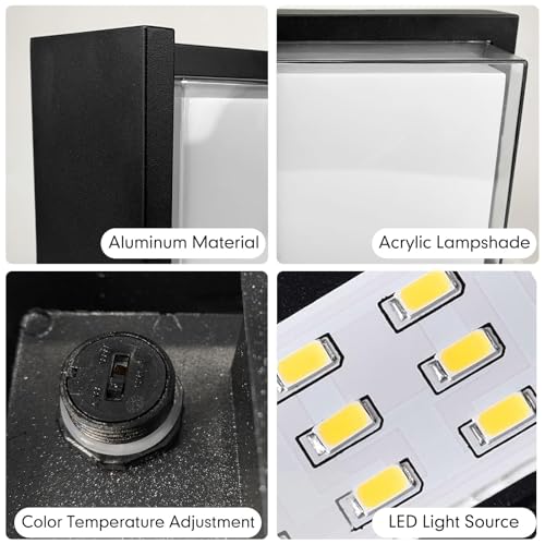 Image of Outdoor Light Fixtures Wall Mount 1 Pack, Modern Square LED Porch Light, 3CCT Selectable (3200K /4000K /6500K), IP65 Waterproof Exterior Wall Sconces for House Garage Patio Front Door