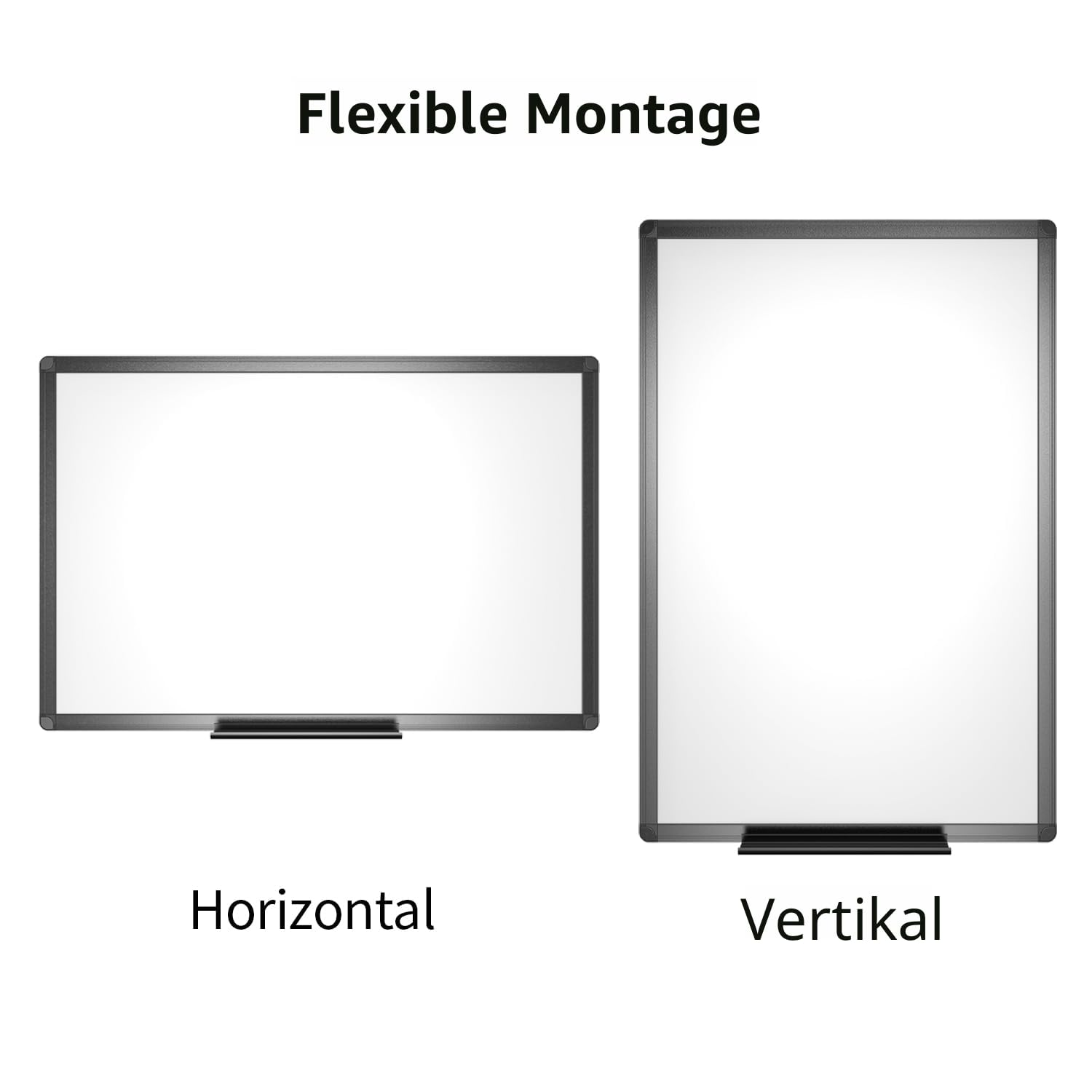 VIZ-PRO Magnetisches, trocken abwischbares Whiteboard 120 x 90 cm, trocken abwischbares Whiteboard mit schwarzem Aluminiumrahmen und Stiftablage