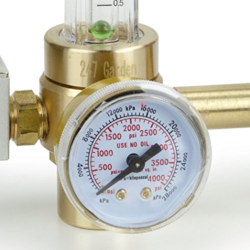 247Garden Co2 Regulator With Solenoid Valve 110V, Forged Brass Body, Nylon Washer, 4000 Psi Pressure Gauge, 0.5-15 Scfh Compatible For Indoor Gardening, Hydroponics, Beer Brewing #TOP2