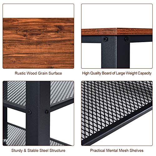 Giantex Microwave Cart Wooden 3-Tier W/Storage Shelf And Rolling Casters, Industrial Style Metal Frame For Kitchen, Living Room Accent Furniture For Living Room Rolling Serving Cart (Net-Brown) #TOP6