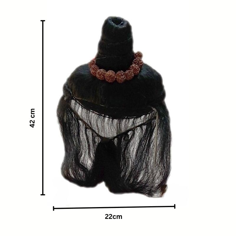 Image of Kaku Fancy Dresses Black Jata Wig For Kids, Narad Muni Rishi Muni Mythological Characters Hair Wig, Sadhu Wig For Boys & Girls, Stage Drama Show Wig - Black