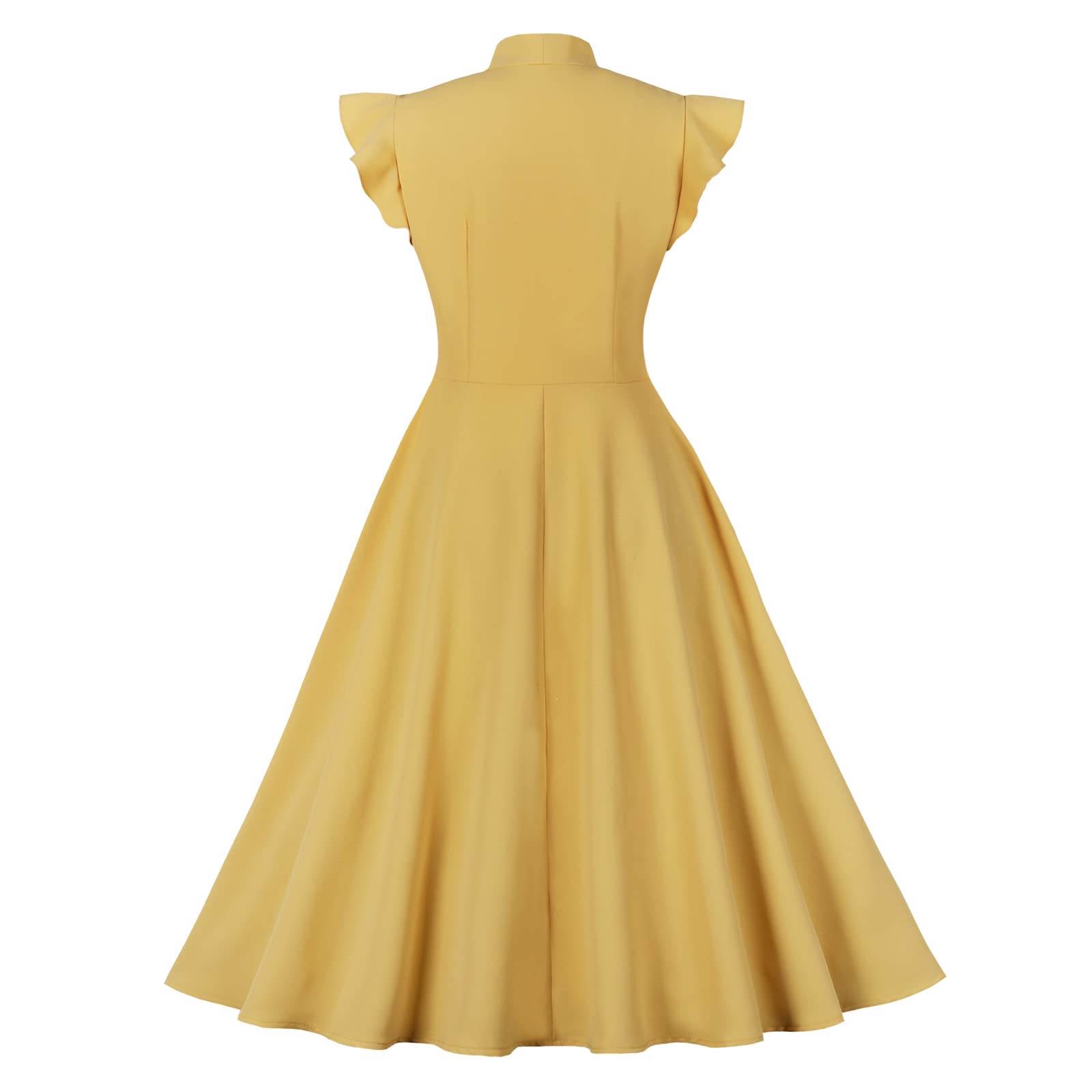 Robe de cocktail vintage à revers cranté et col en V pour femme - Style rockabilly années 50 60 Avec poches Taille