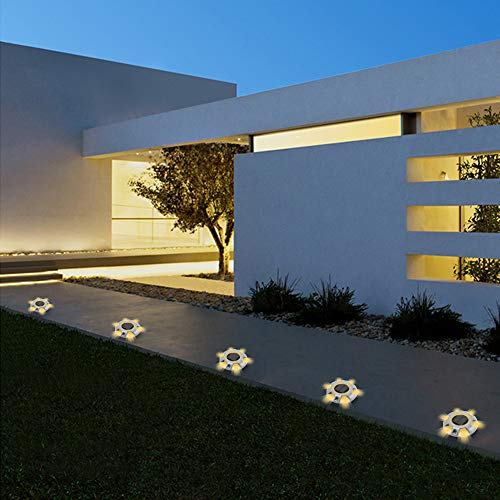 CHINLY Solar Driveway Lights LED Deck Dock Light Step Lighting Waterproof for Outdoor Pathway Garden Ground Yard Walkway Stair Markers 8pcs (Warm White) - Thumbnail 7