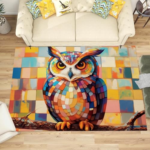 Tapis antidérapant et lavable à motif chouette mignonne