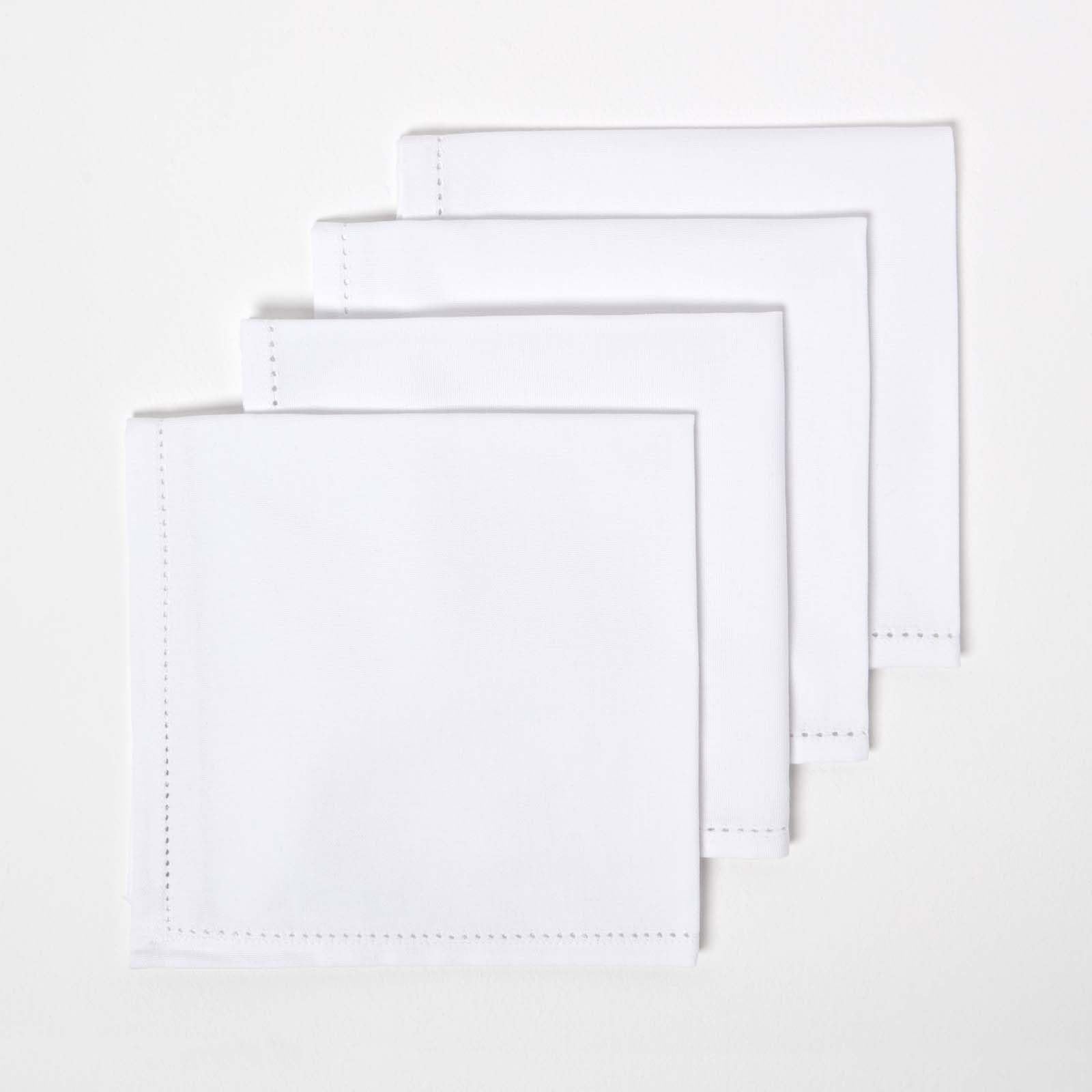 HOMESCAPES Premium White Cloth Napkins, Set of 4, Handcrafted, Plain 100%  Cotton Fabric Napkins, Washable & Reusable, Dinner Table Napkins for  Parties, Events & Weddings - White, 45 x 45cm : Amazon.co.uk: