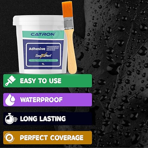 Image of Catron Transparent Waterproof Glue for Leakage, Epoxy Resin floor paint, Crack Seal Waterproofing Agent for Roof, Walls, Tiles Solution, Indoor and Outdoor Sealxpert Adhesive Sealant (1 Kg /Litre)