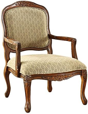 Hand-Carved Wood Accent Arm Chair with Antique Oak Finish
