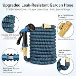 Garden Hose 25Ft Expandable Flexible Retractable Hose with Triple Layer Latex Core 3/4" Solid Brass Fittings 3750D Extra Strength Fabric 8 Function Nozzle, Blue