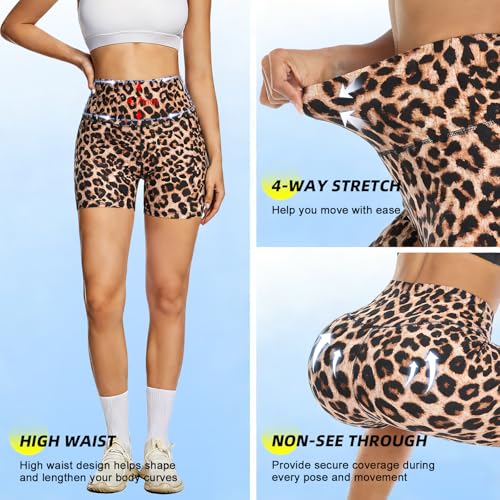 Image of FULLSOFT High Waisted Biker Shorts for Women-5 inch Tummy Control Fitness Athletic Workout Running Yoga Gym Shorts