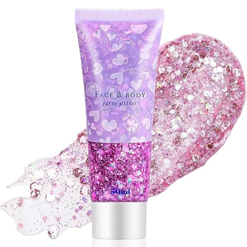 Ceboic Gel Paillettes Corps et Visage - Maquillage Sirène Liquide pour Cheveux, Lèvres, Ongles - Body Glitter pour Festival, Fête, Décoration