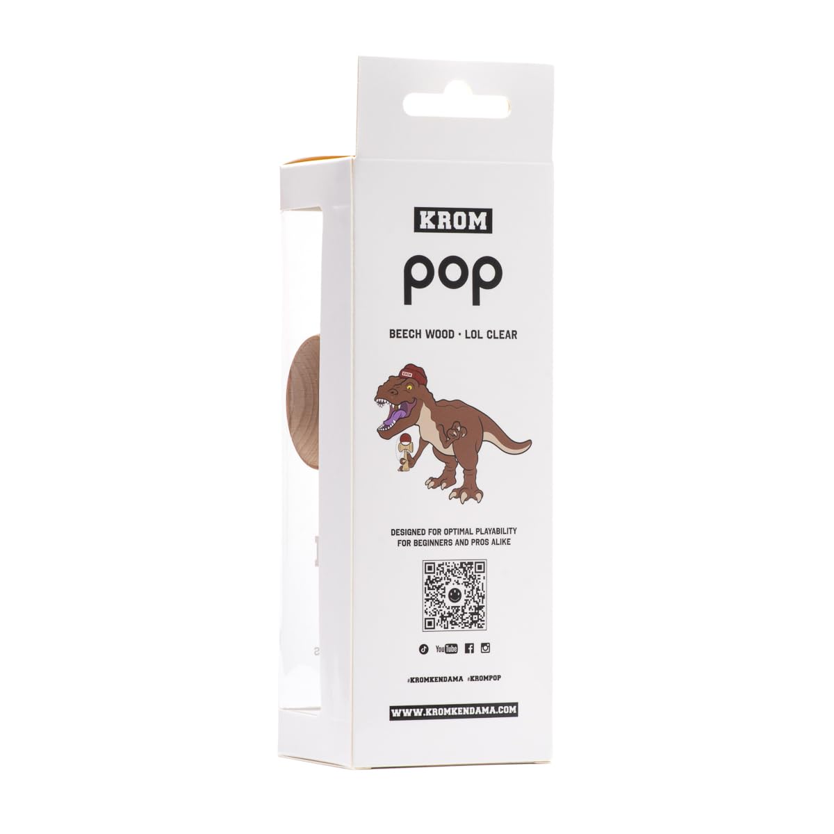 KROM Kendama POP LOL Blanco – de madera de haya certificada – Madera de alta calidad – Para principiantes y profesionales – Pack : cuerda de repuesto + pegatinas