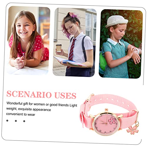 Mikikit 2pcs Canvas Flower Watch Detachable Lovers Female Student Pink Alloy 6