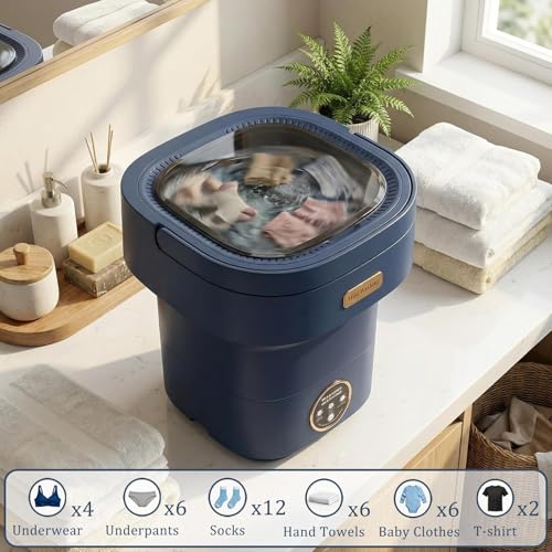 Image of Portable Washing Machine, 16L Mini Washing Machine With Spin Basket, Small Portable Washer Machine Suitable for Underwear Small Clothes Dryer Deep Cleaning D3