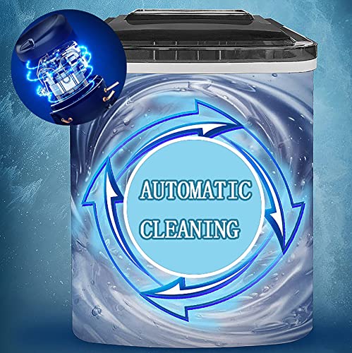 Fabricadora de hielo de encimera, capacidad 2,2 L, función de autolimpieza, cubos de hielo ajustables en tamaño, capacidad de almacenamiento de 60 piezas, fabricada en acero inoxidable para uso doméstico o fiestas, color negro miniatura 7