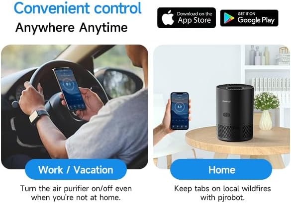 Miniatura 7 de Chuboor Purificadores de aire para dormitorio con control Wifi Alexa, luz de calidad del aire PM 2.5, purificadores de aire para el hogar,