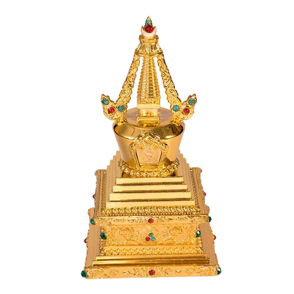 QIXCXAZ Exquisite Tantric Buddhist Decor Buddha Stupa Pagoda Tower Statue Showcasing Handcrafted Artistry And Tradition Auspicious Tibetan Stupa Is Alloy Metal