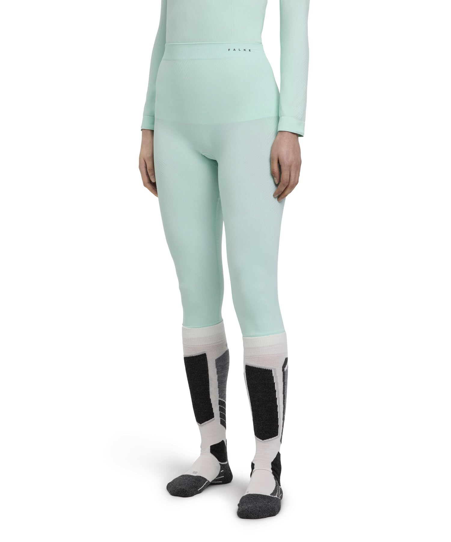 FALKE Women's Warm 3/4 W Ti Functional Yarn Quick Dry 1 Piece Base Layer Bottom, Green Jade 7439, XS