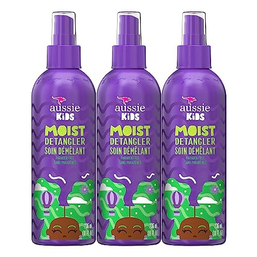 Aussie Kids Moist Detangler Spray, Sulfate & Paraben Free, Moisturizing & Tangle-Free Hair Care for Kids, Cruelty-Free, 8 Fl Oz Each, 3 Pack