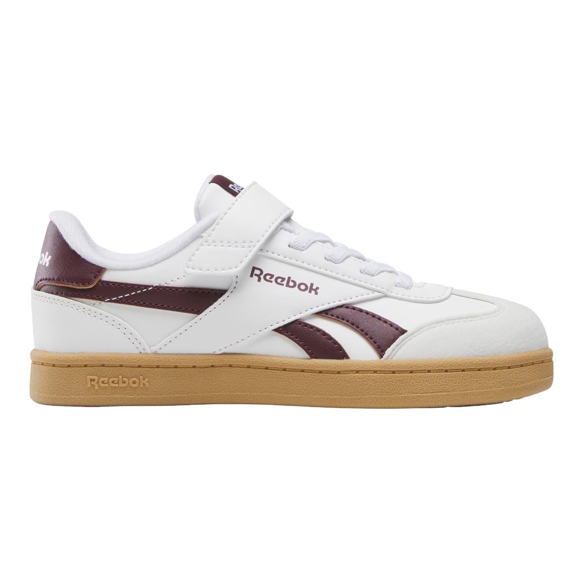 Reebok Unisex Children's Smash Edge Elastic & Top Strap Trainers, White Blackcherry Sgum1, 13 UK Child