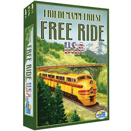 Rio Grande Games Games: Free Ride Usa - Jogo De Tabuleiro Estratégico Para Desenvolvimento Ferroviário, Com Tema Americano Dos Anos 1950, Conectando Cidades, Maiores 14 Anos, 1 A 5 Jogadores