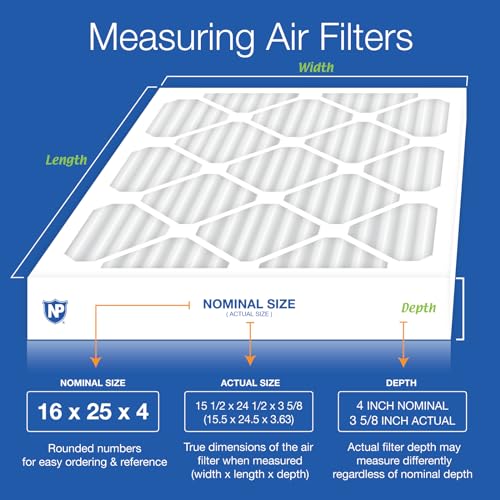 Image of Nordic Pure 16x25x4 Pleated MERV 12 Air Filters 6 Pack | Actual Size: 15 1 /2 x 24 1 /2 x 3 5 /8 Made in USA, Advanced HVAC Filtration, Mid-Sized Airborne Particles, Pet Dander & Smoke