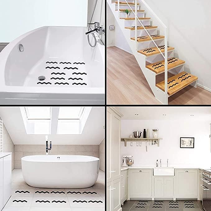 Image of KIMEE Anti Slip Shower Stickers 24 PCS Safety Bathtub Strips Adhesive Decals Scraper for Bath Tub Shower Stairs Ladders Boats