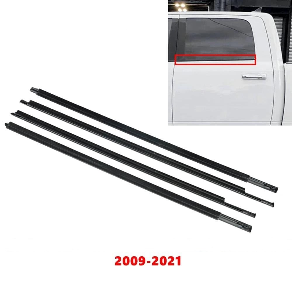 Guarnizione in gomma 55112376AH 55112377AH 55372138AH 55372139AH 4 Pezzi Guarnizione Cinghia Esterna Portiera Per Dodge Per Ram 1500 2500 3500 4500 5500 2009-2021 Striscia Protettiva Vetri Vetro