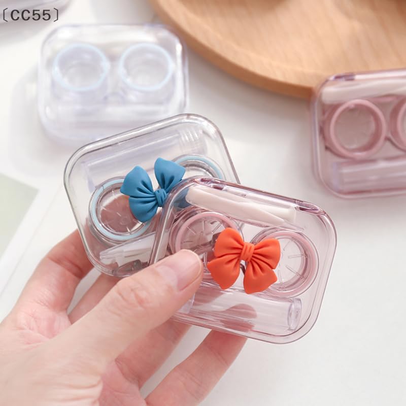 Contact Lenses Box Bow Portable Contact Lens Case With Solution Bottle Tweezer Remover Tool Stick Set For Travel