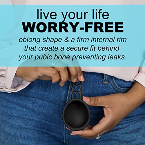 Image of Reusable Menstrual Disc | Period Disc with Removal Loop Stem | Alternative to Menstrual Cups for Light or Heavy Flows | Sustainable Alternative to Tampons /Pads (Black, Set of 2 Small)
