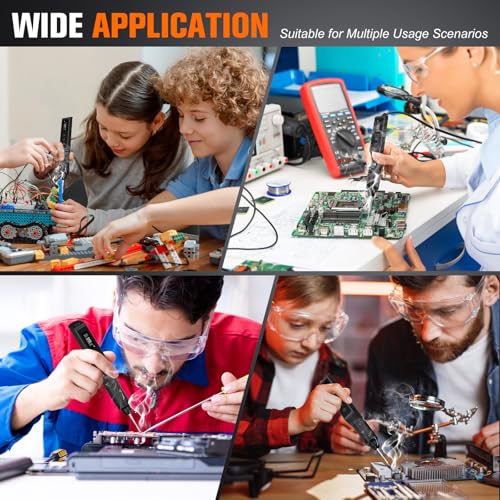 Image of Soldering Iron Kit, Cordless Soldering Gun with 2 Helping Hands, 2s Fast Heating 356-896℉ OLED Solder Kit, Auto Sleep, Includes 360 Swivel Stand, C210 Tips, Wire, Wick, Sponges, Wrench, Black