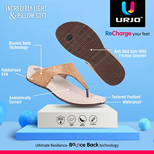Image of URJO Women's Slippers /FlipFlops Lightweight Super Flexible Arch Support Durable Anti Skid & Stylish Dailywear Slippers /FlipFlops for Women