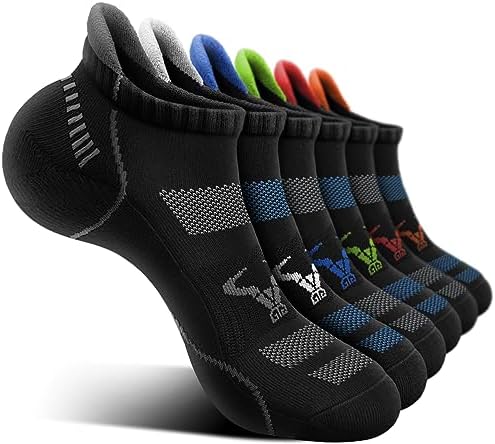 BULLIANT Men Running Socks 6Pairs-Ankle Athletic Socks Wicking Cushioned for Men Walking-Arch Compression Support