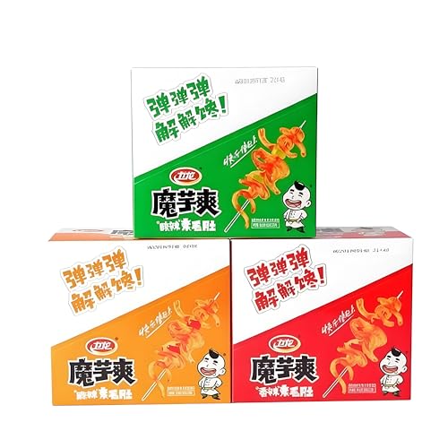 衛龍魔芋爽 素毛肚 3箱（香辣，麻辣，酸辣）こんにゃく 辣条 スパイシースナック おつまみ 中華菓子 15g×20点/箱（ 3箱）の商品画像（Amazon）