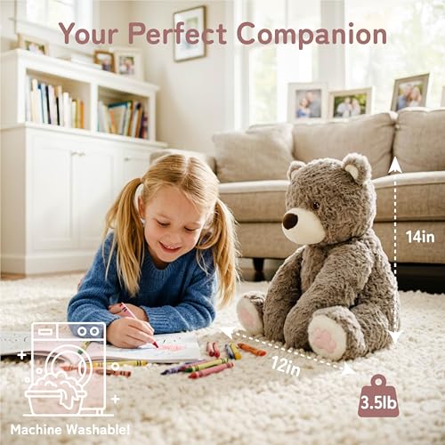 Image of Niuniu Daddy Brown Bear Weighted Stuffed Animals, Plush Toy Pillow for Kids