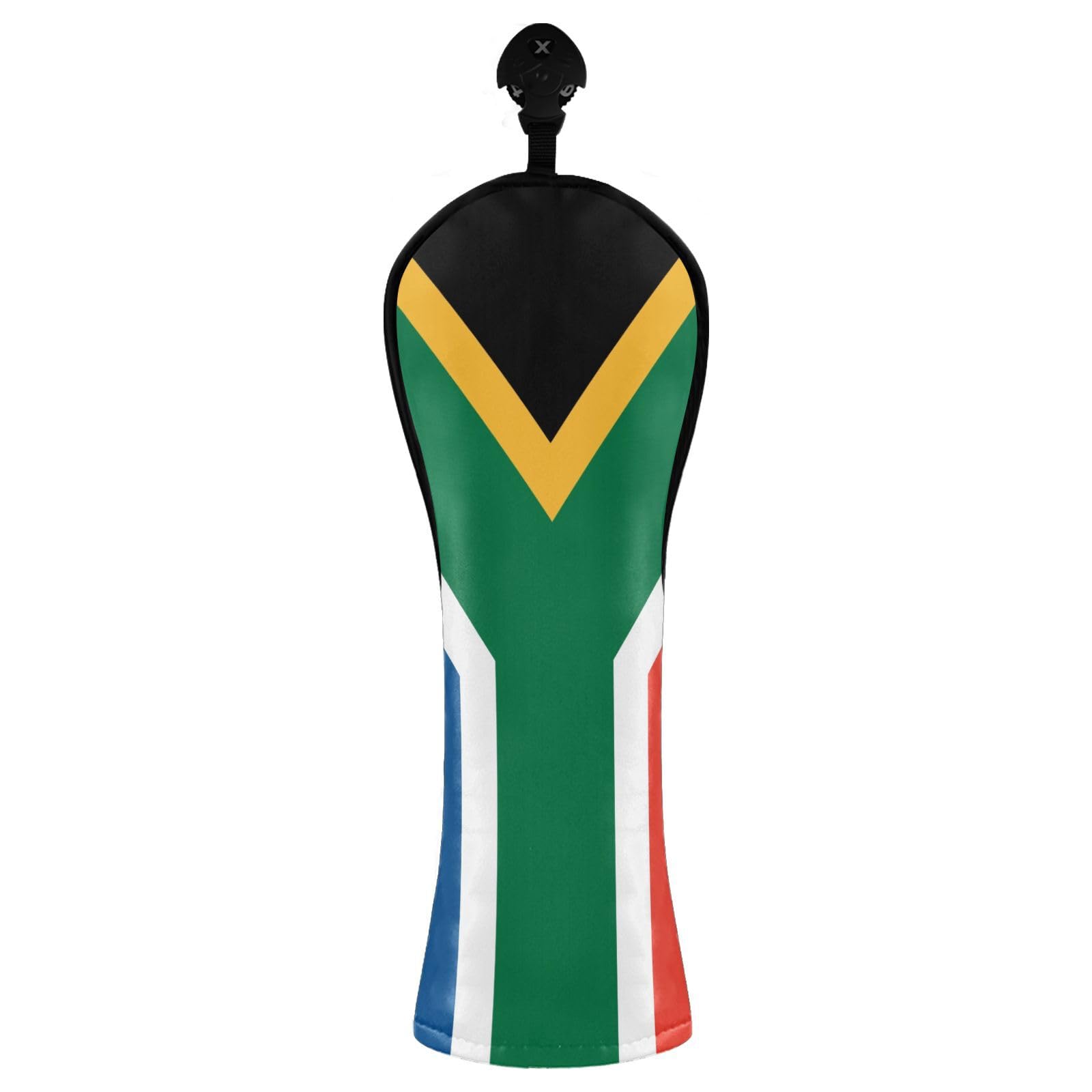 Südafrika-Flagge, südafrikanische Nationalgolfhaube, PU-Leder mit Nummernschildern für Fahrer-Hybrid- und Fairwayhölzer