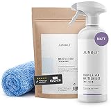 JUNALI® Matt Set, Oberflächen Mattreiniger & Mikrofasertuch, Pflege für matte Oberflächen (1x 500 ml matt + Tuch)
