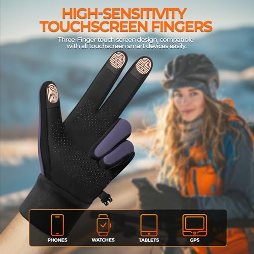 Image of rivmount Winter Gloves Women Men, Cold Weather Touch Screen Liner Glove, Windproof 3-Layers, for Running, Cycling, Biking, Hiking, Driving