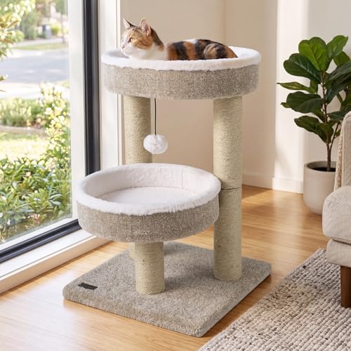 Árbol para Gatos Pequeño 24 pulg, Multi-Niveles con Rascadores miniatura 3