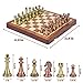 Agirlgle Retro Metal Chess Set with Folding Wooden Chess Board and Classic Handmade Standard Pieces Metal Chess Set for Kids Adult