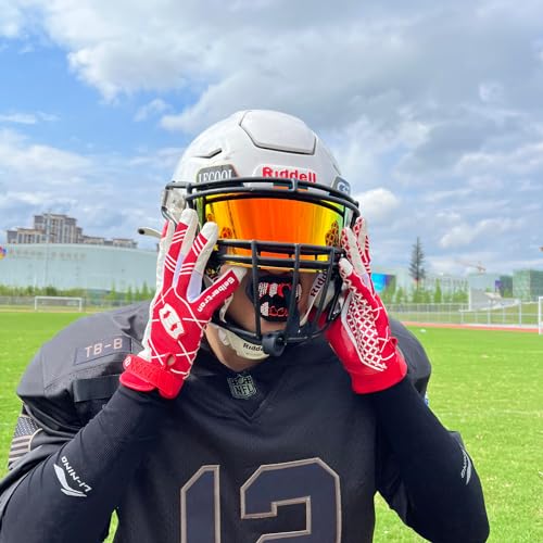 LeCool Multi-Color Football Visor,Enhance Your Game -Fits Adult & Youth Football Helmets (Red)