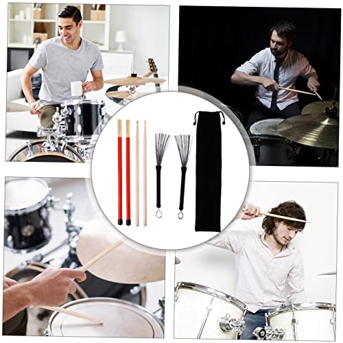 HANABASS Set de Baquetas y Cepillo de Alambre para Batería para Rendimiento de Bajo Volumen con Agarre Cómodo para Jazz y Música Acústica miniatura 3