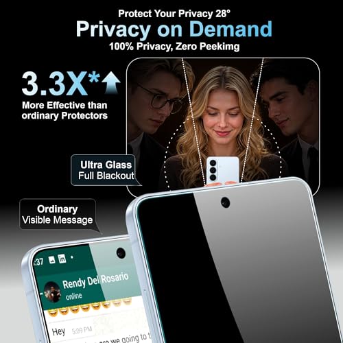 Image of Affix 2 Pack for Privacy Samsung Galaxy S26 Tempered Glass, Screen Protector Guard with Easy Fix Installation Tool, 9H Hardness Shatterproof, HD Clear Scratch Resistant